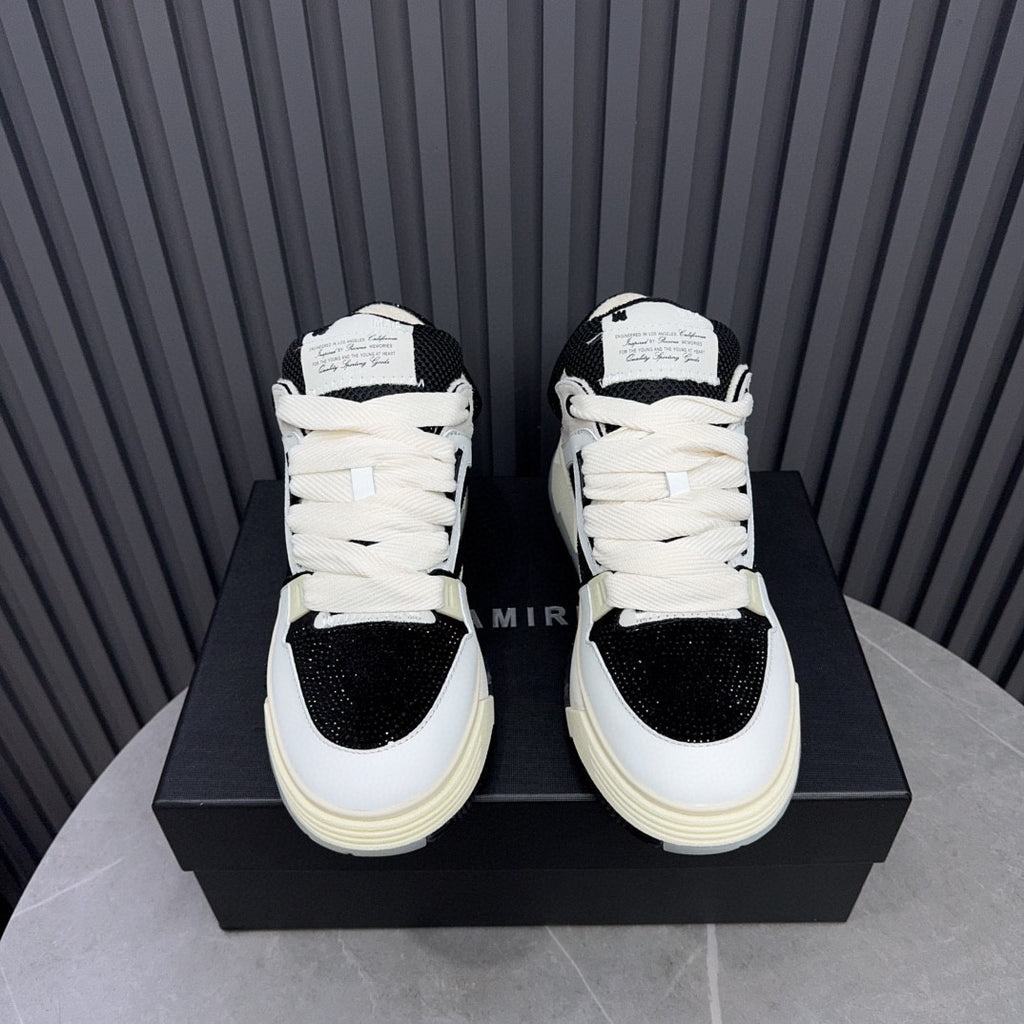 AMIRI Black and White Embellished Sneakers with Chunky Sole