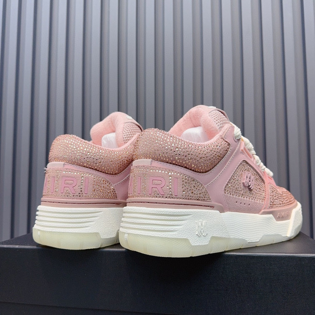 AMIRI Pink Embellished Sneakers with Chunky White Sole