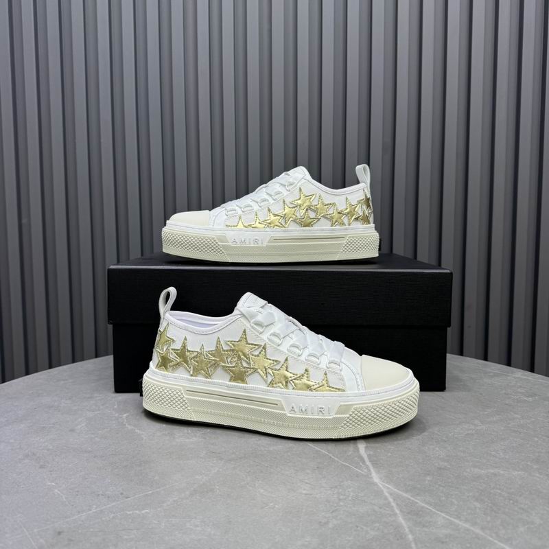 AMIRI White & Gold Star Low-Top Sneakers