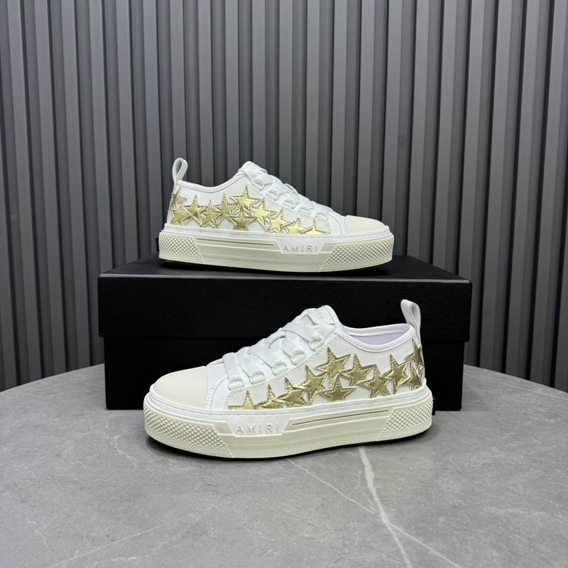 AMIRI White & Gold Star Low-Top Sneakers