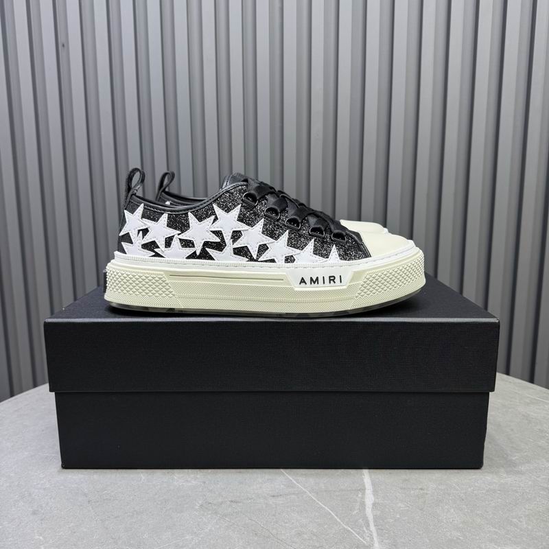 AMIRI Black Glitter & White Star Low-Top Sneakers