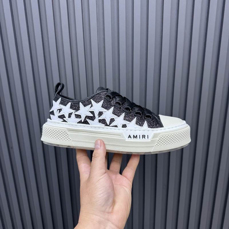 AMIRI Black Glitter & White Star Low-Top Sneakers