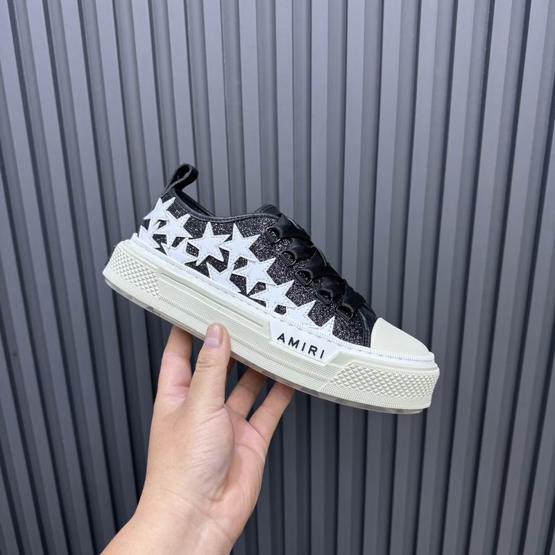 AMIRI Black Glitter & White Star Low-Top Sneakers