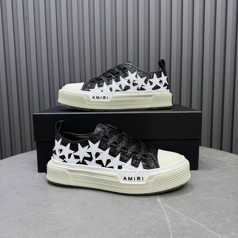 AMIRI Black Glitter & White Star Low-Top Sneakers
