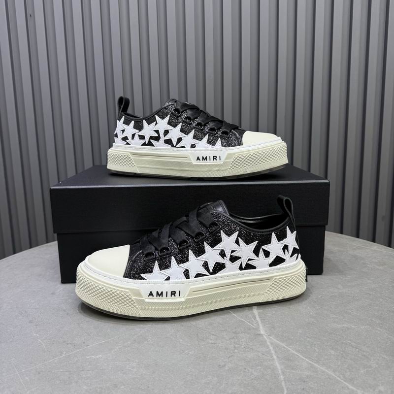 AMIRI Black Glitter & White Star Low-Top Sneakers