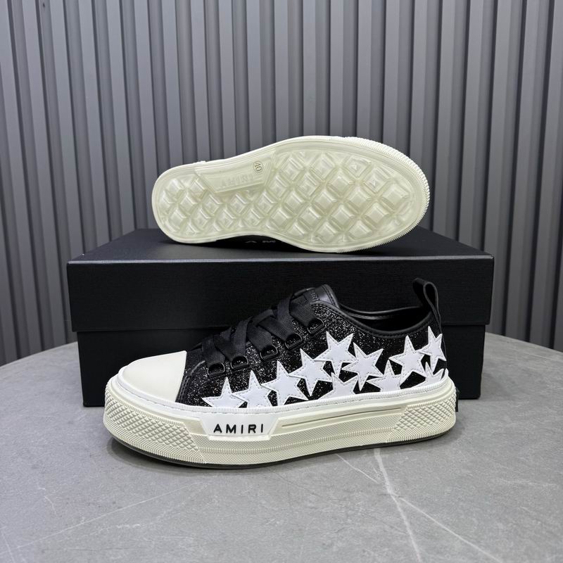 AMIRI Black Glitter & White Star Low-Top Sneakers