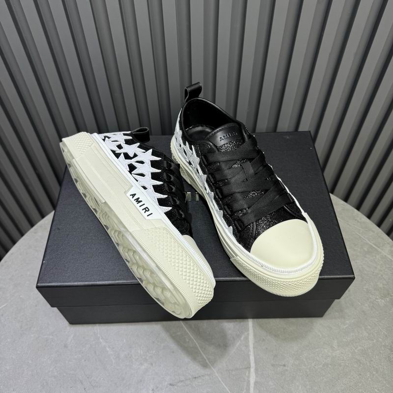 AMIRI Black Glitter & White Star Low-Top Sneakers