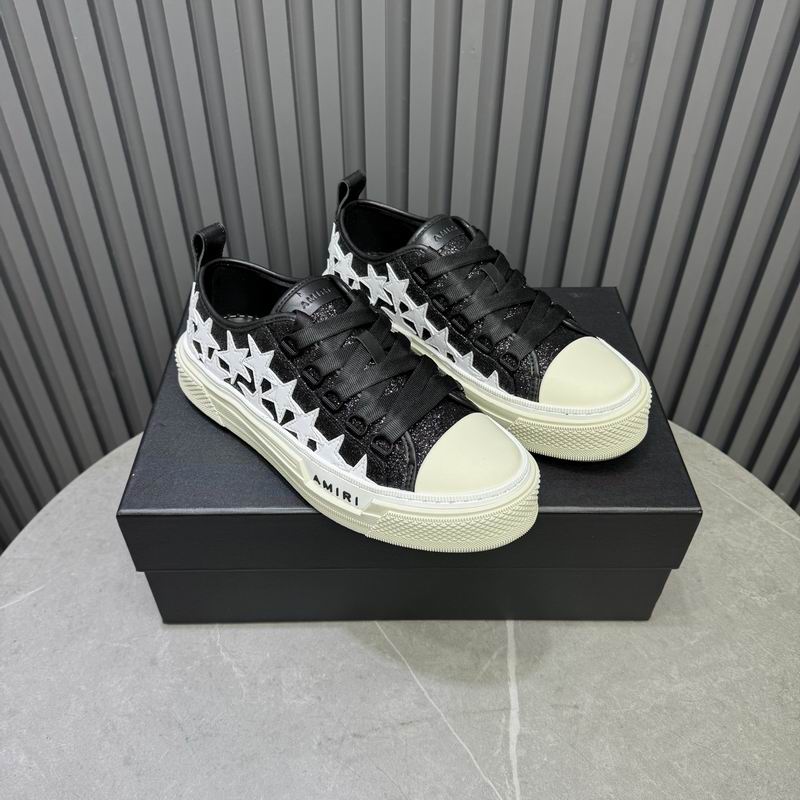 AMIRI Black Glitter & White Star Low-Top Sneakers