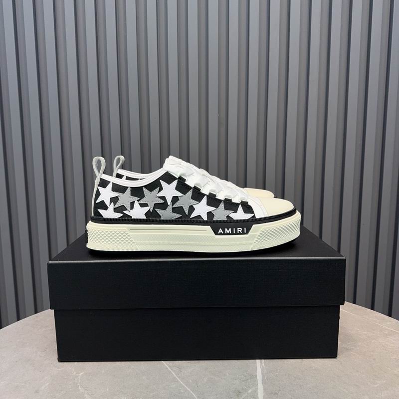 AMIRI Black, White & Silver Star Low-Top Sneakers