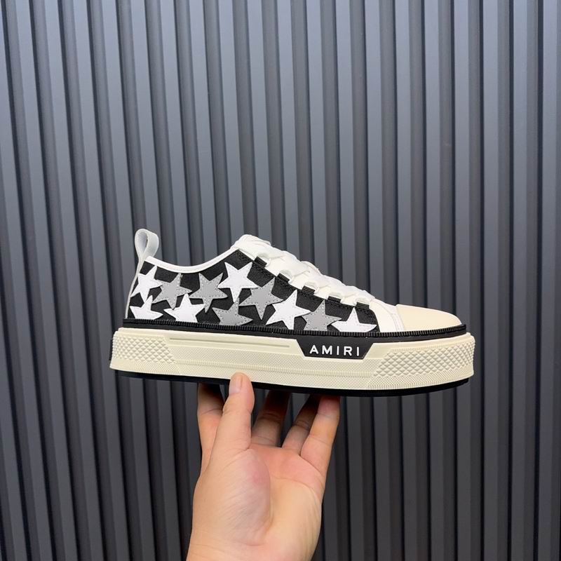 AMIRI Black, White & Silver Star Low-Top Sneakers