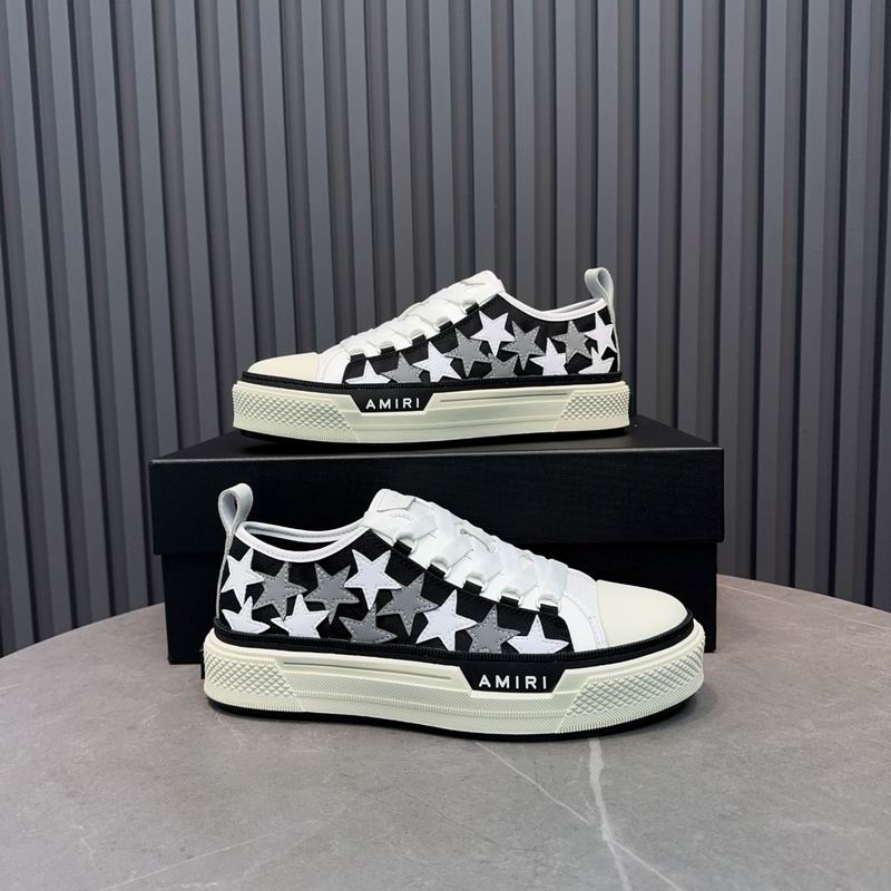 AMIRI Black, White & Silver Star Low-Top Sneakers