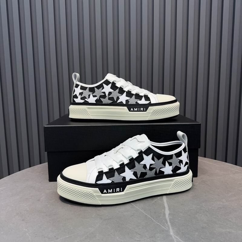 AMIRI Black, White & Silver Star Low-Top Sneakers