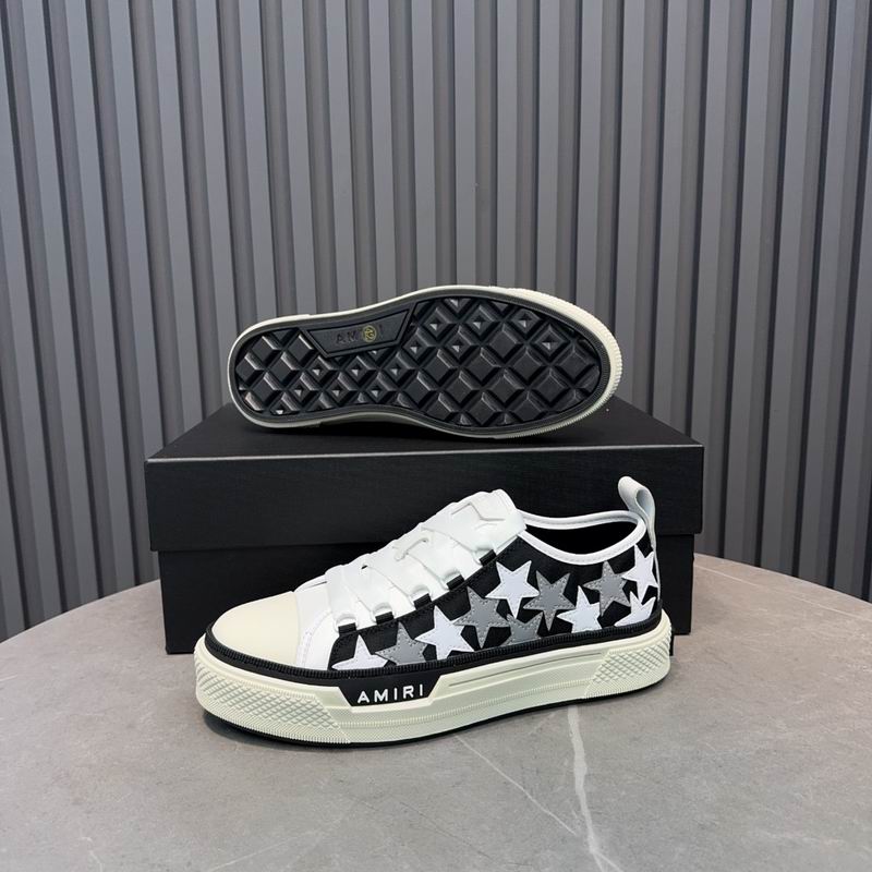 AMIRI Black, White & Silver Star Low-Top Sneakers
