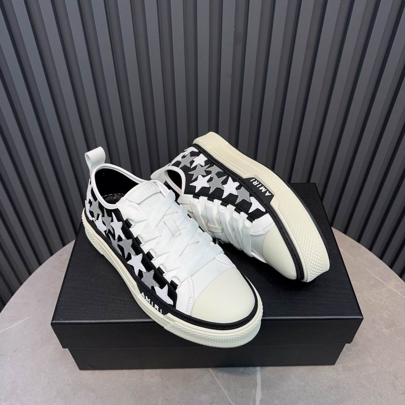 AMIRI Black, White & Silver Star Low-Top Sneakers