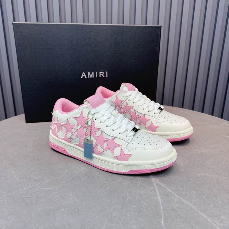 AMIRI White & Pink Star Sneakers with Pink Outsole