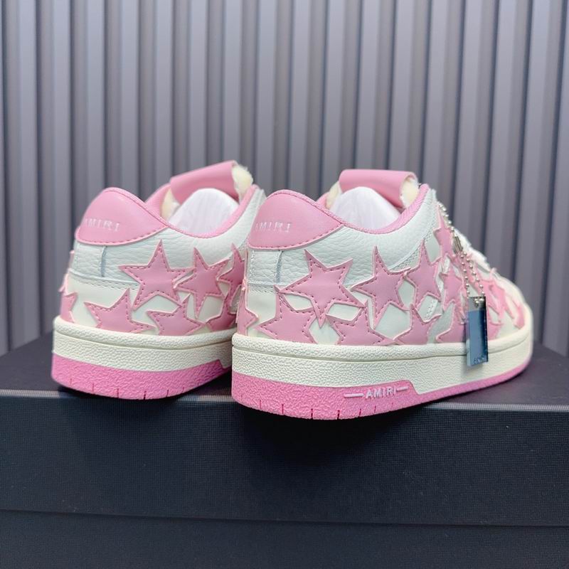 AMIRI White & Pink Star Sneakers with Pink Outsole