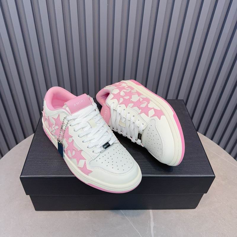 AMIRI White & Pink Star Sneakers with Pink Outsole
