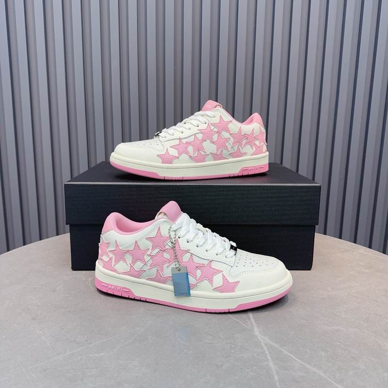 AMIRI White & Pink Star Sneakers with Pink Outsole