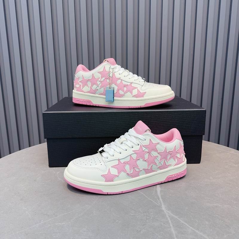 AMIRI White & Pink Star Sneakers with Pink Outsole