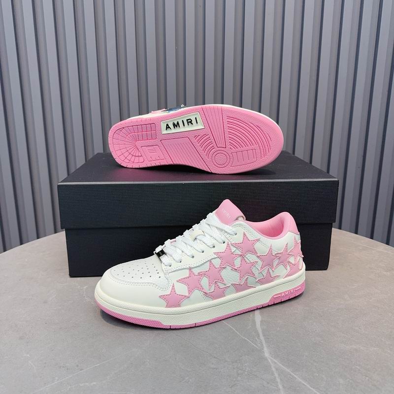 AMIRI White & Pink Star Sneakers with Pink Outsole