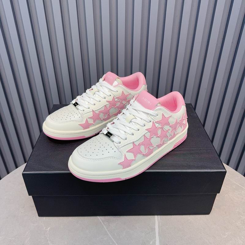 AMIRI White & Pink Star Sneakers with Pink Outsole