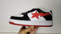 BAPE Black & White Low-Top Sneakers with Red Star