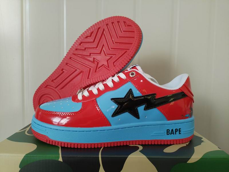 BAPE Red & Blue Star Low-Top Sneakers