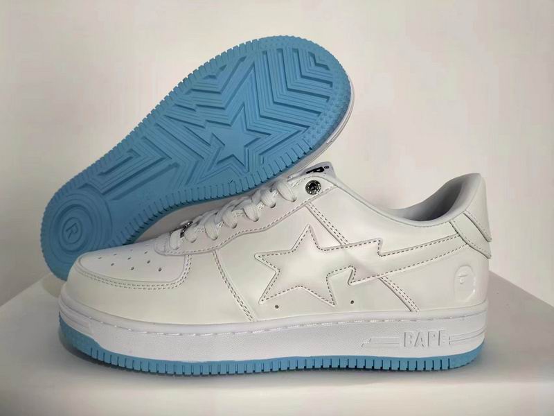 BAPE White Star Low-Top Sneakers with Blue Outsole