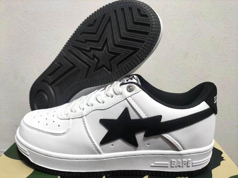 BAPE White & Black Star Low-Top Sneakers