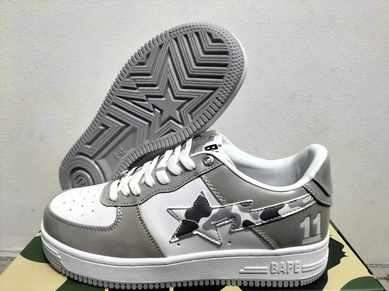BAPE Grey & White Camo Star Low-Top Sneakers