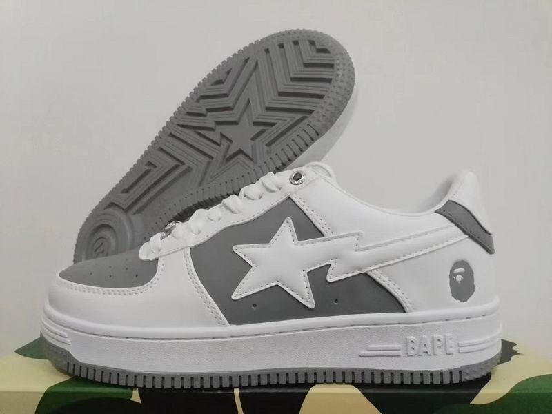 BAPE White & Grey Star Low-Top Sneakers