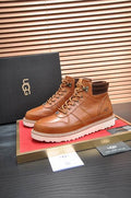 UGG Brown Lace-Up Ankle Boots with Cream Sole