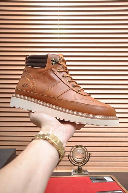 UGG Brown Lace-Up Ankle Boots with Cream Sole