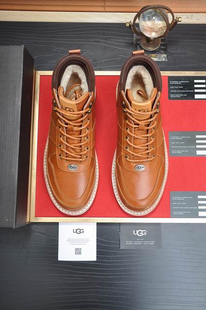UGG Brown Lace-Up Ankle Boots with Cream Sole