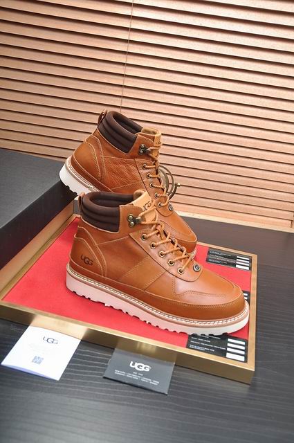 UGG Brown Lace-Up Ankle Boots with Cream Sole