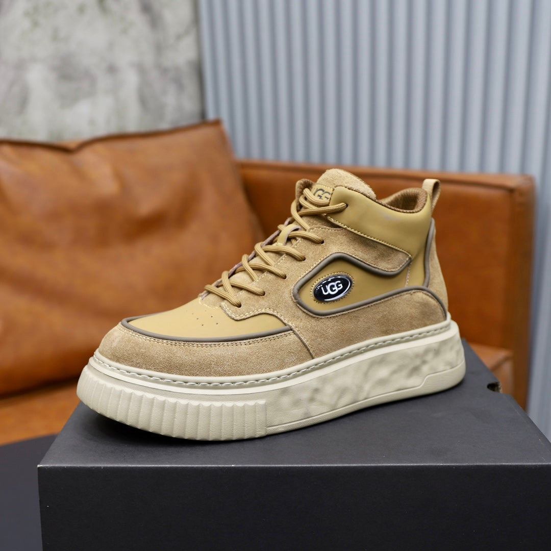 UGG Oval-Logo High-Top Sneakers - Sand & Cream