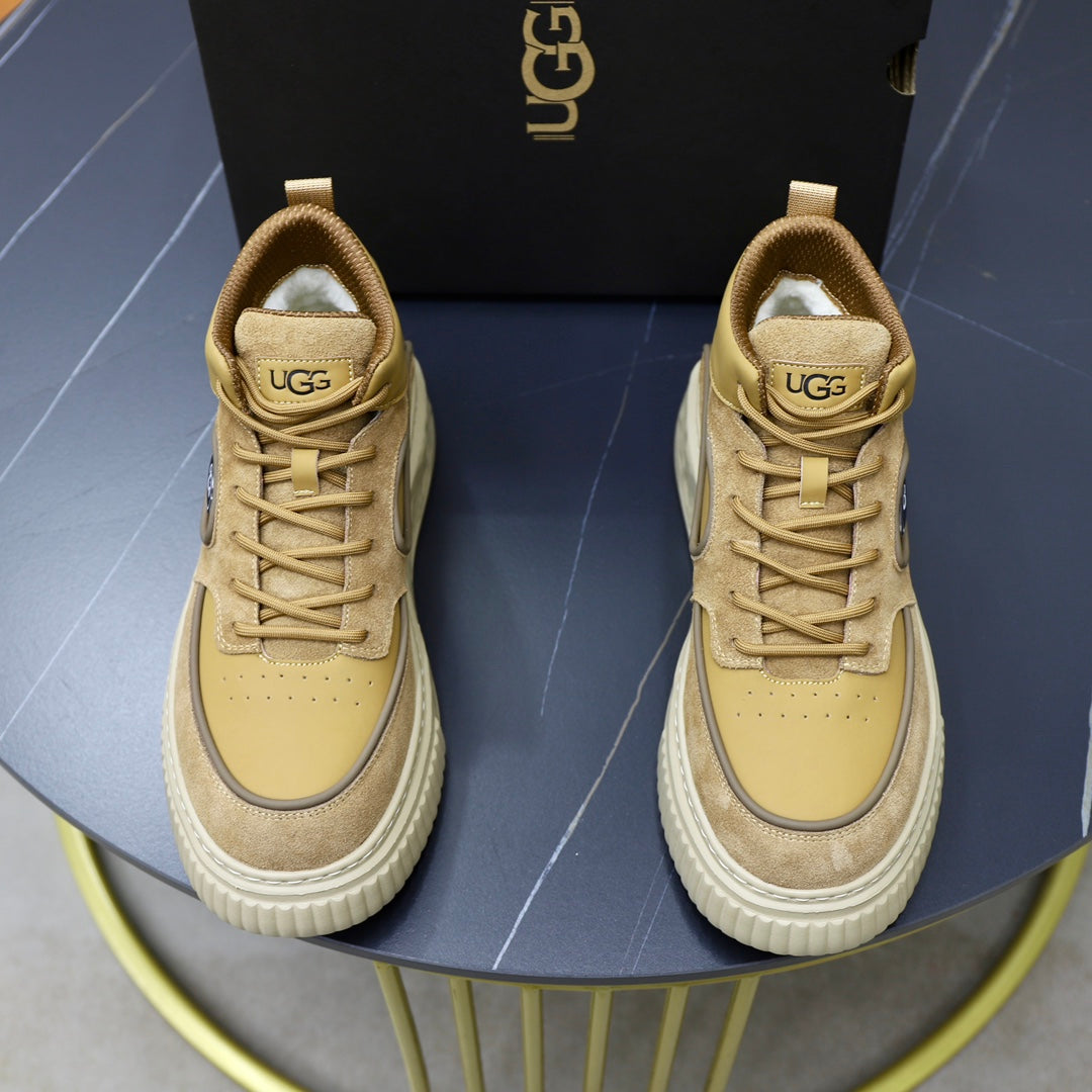 UGG Oval-Logo High-Top Sneakers - Sand & Cream