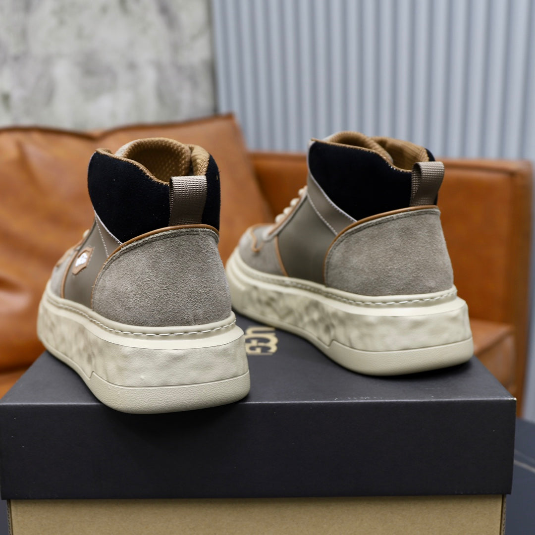 UGG Logo-Patch High-Top Sneakers - Grey & Tan