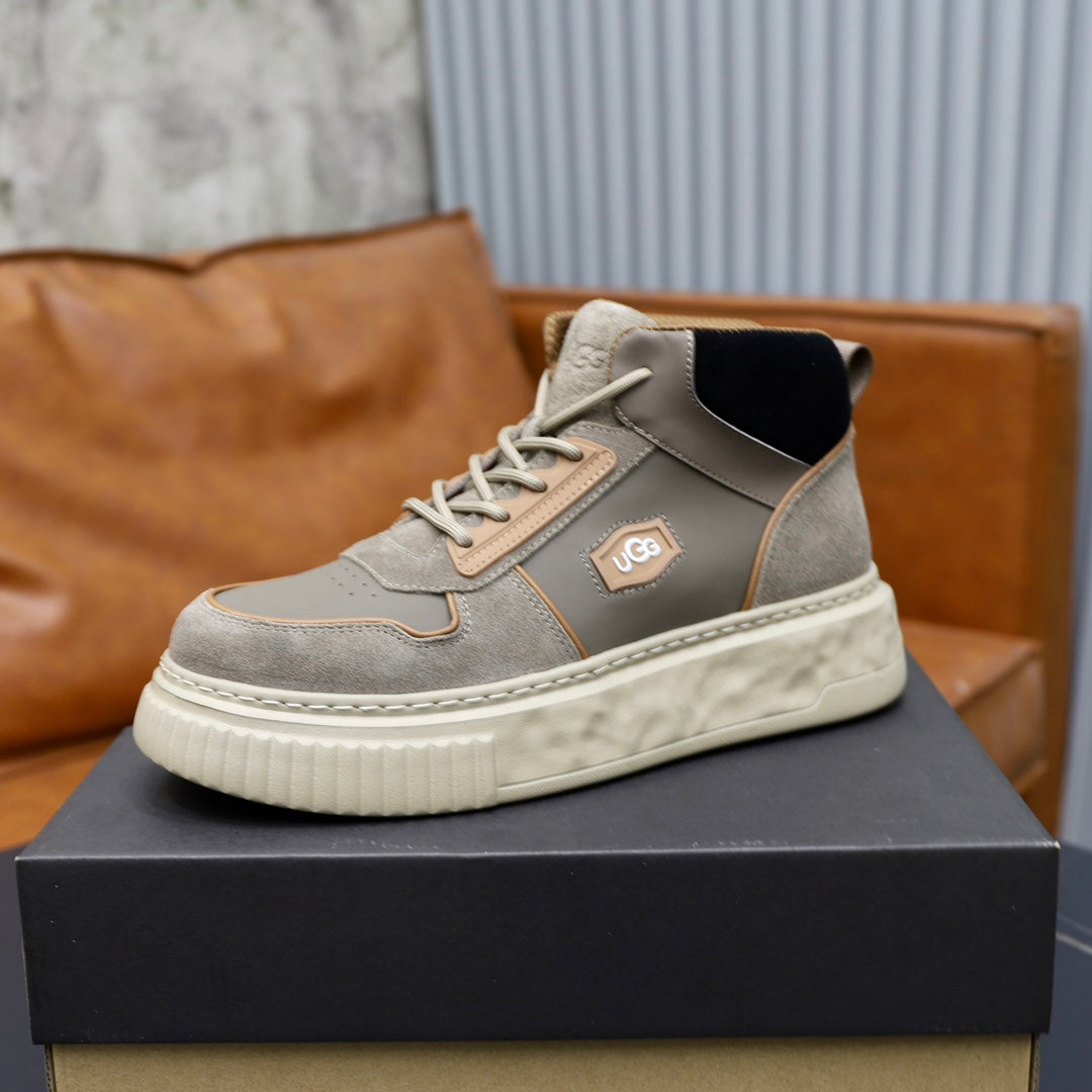 UGG Logo-Patch High-Top Sneakers - Grey & Tan