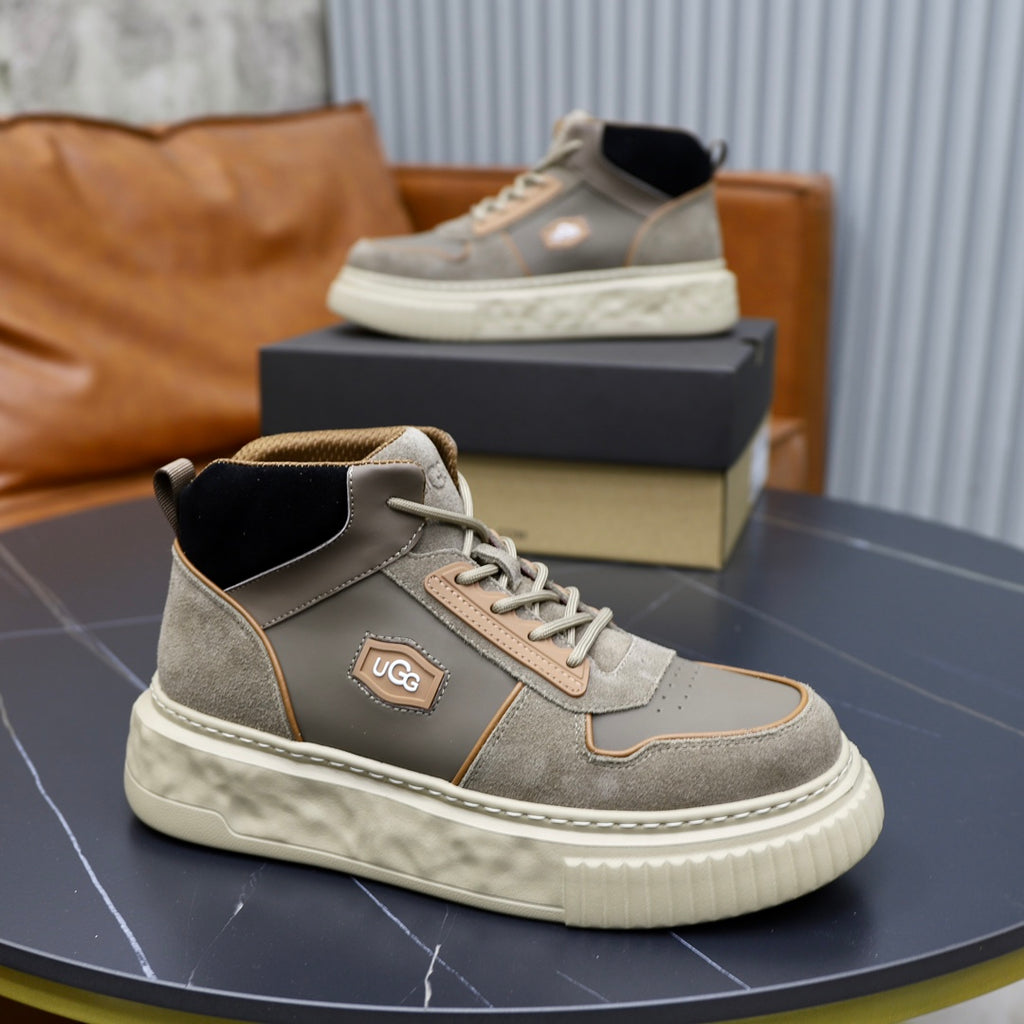 UGG Logo-Patch High-Top Sneakers - Grey & Tan