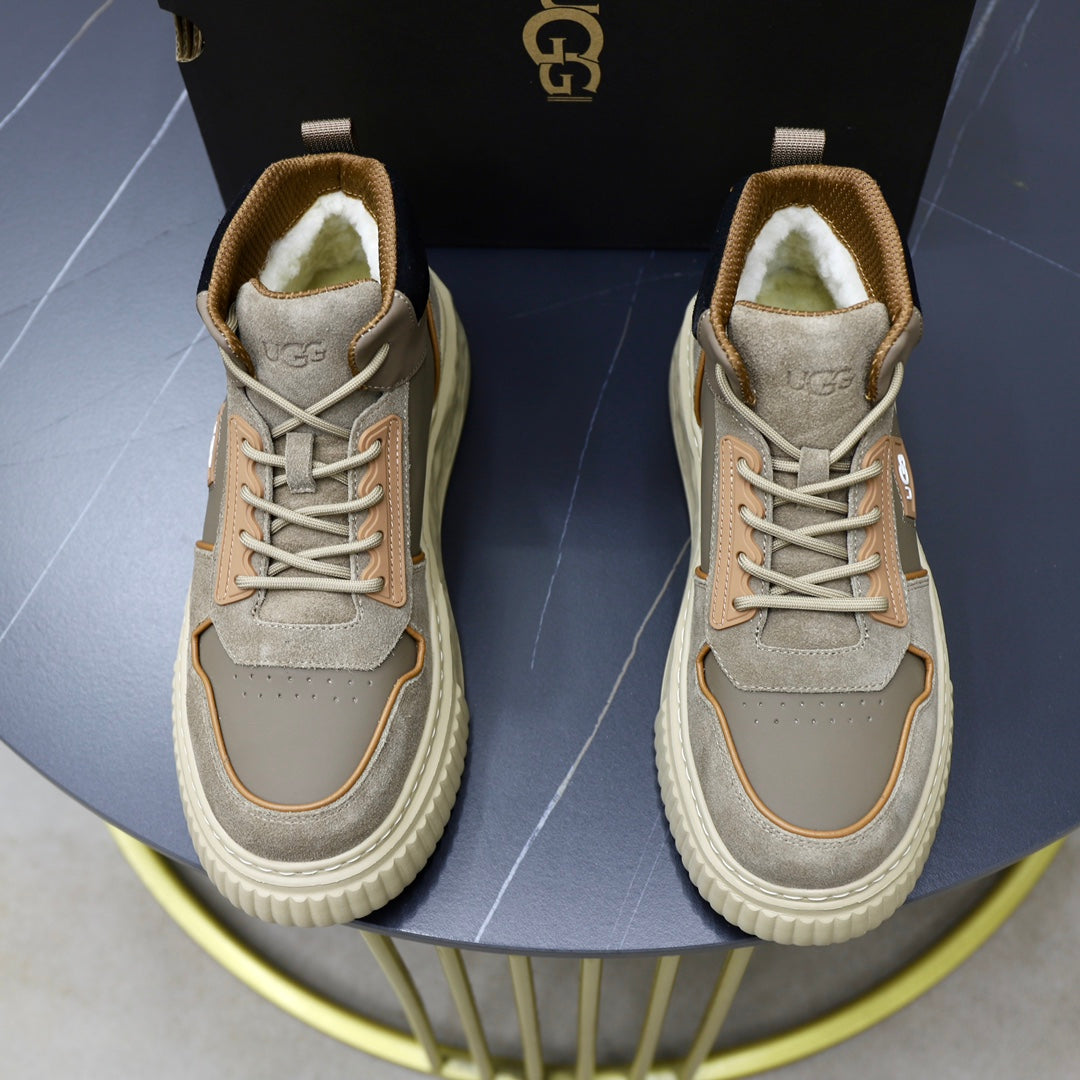 UGG Logo-Patch High-Top Sneakers - Grey & Tan