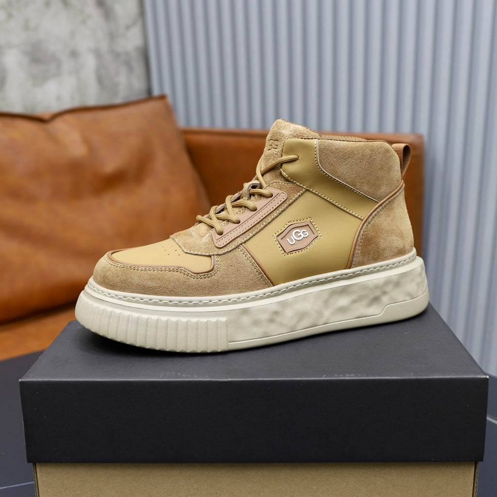 UGG Logo-Patch High-Top Sneakers - Wheat & Cream