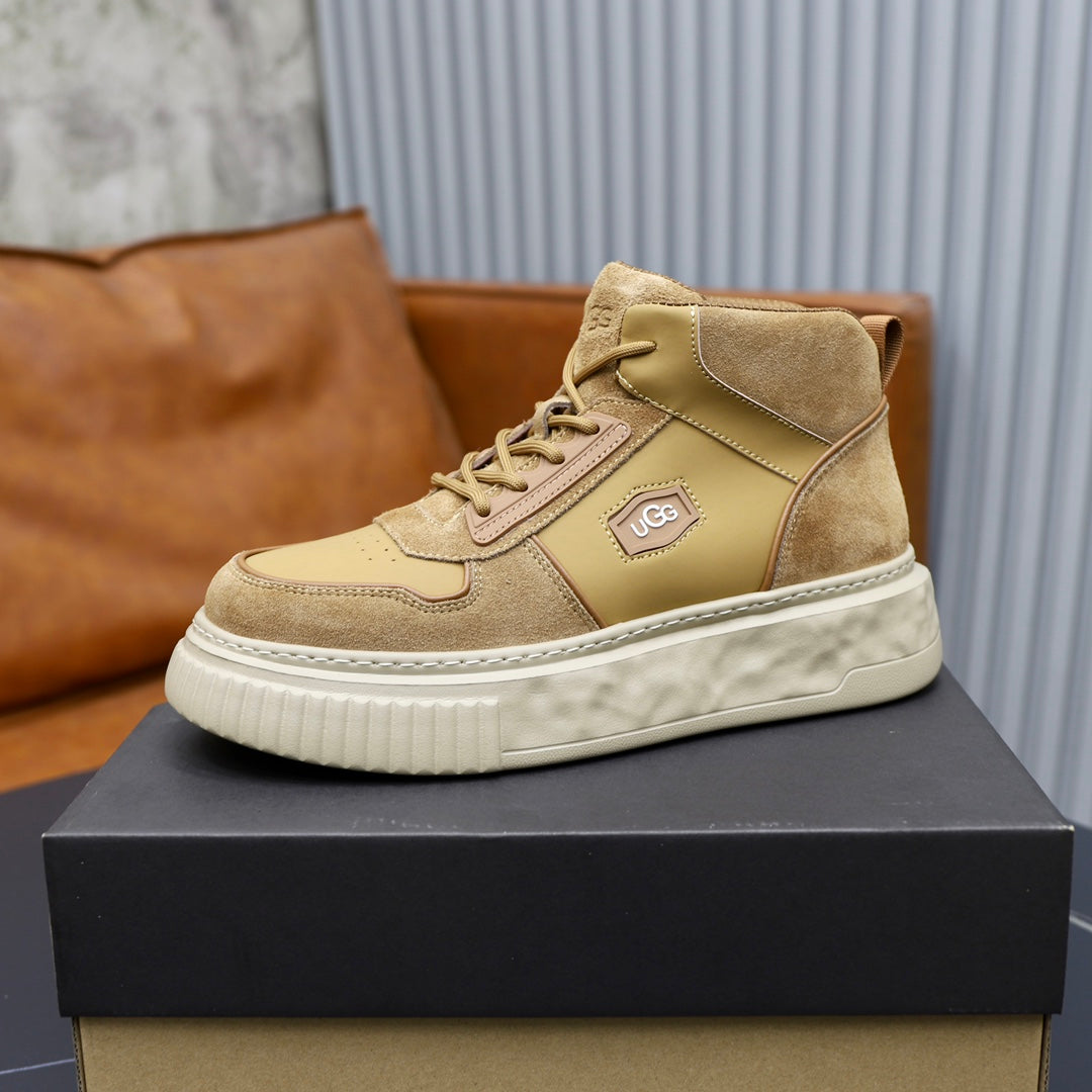 UGG Logo-Patch High-Top Sneakers - Wheat & Cream