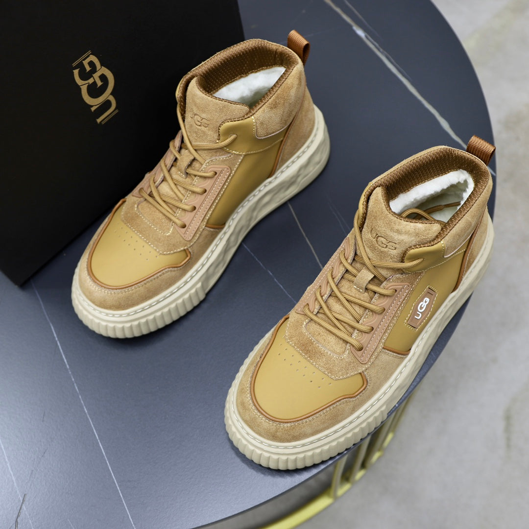 UGG Logo-Patch High-Top Sneakers - Wheat & Cream