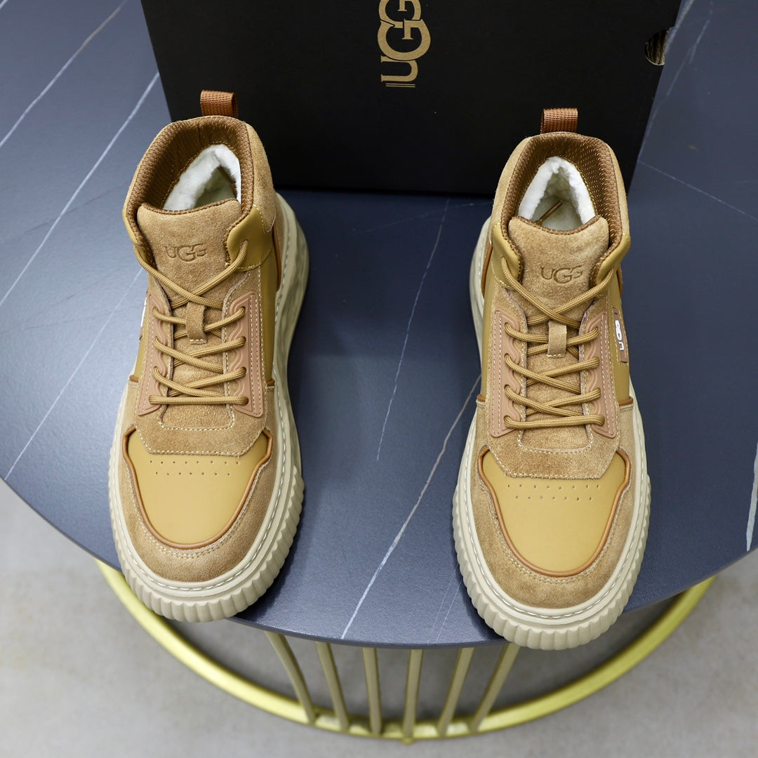 UGG Logo-Patch High-Top Sneakers - Wheat & Cream