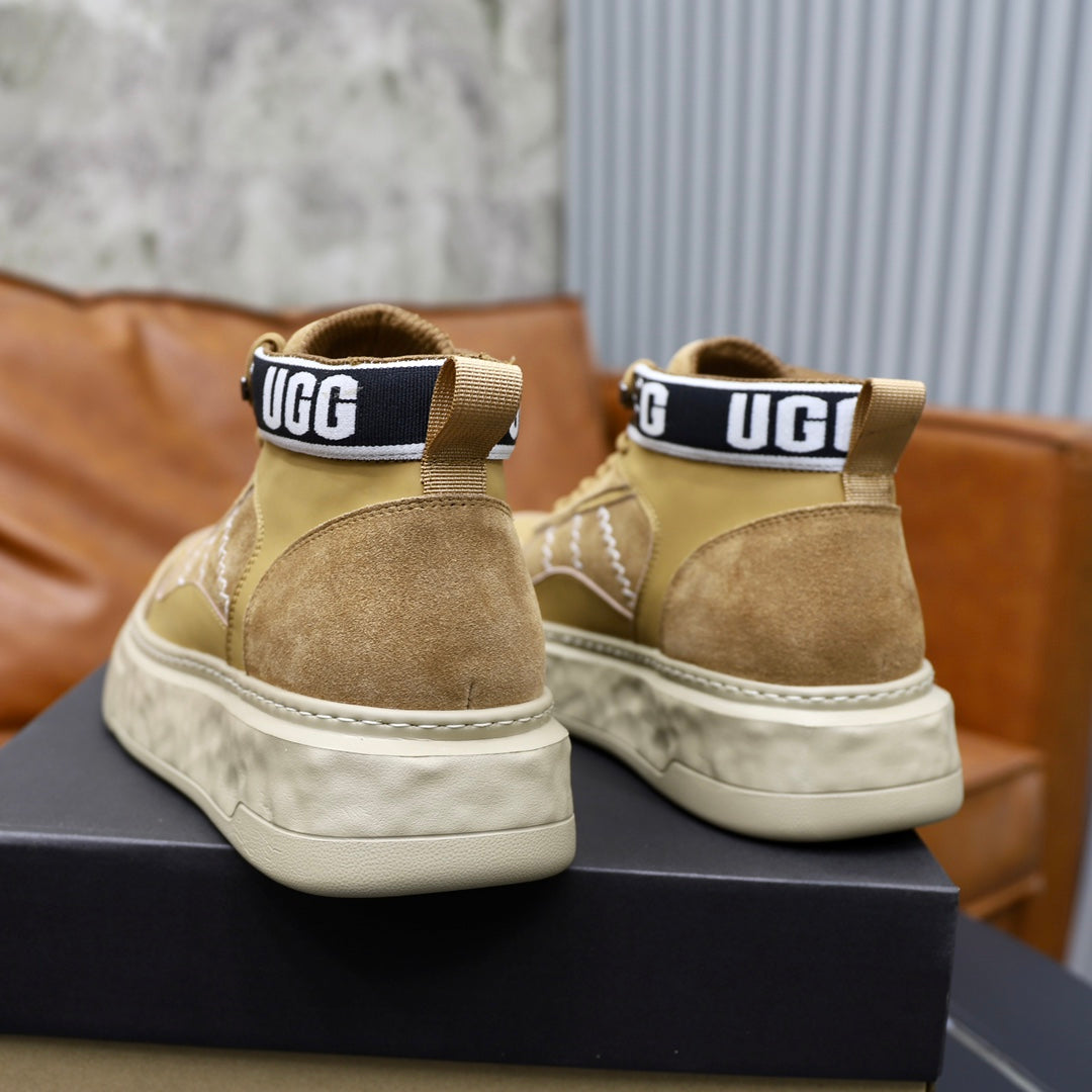 UGG Logo-Collar High-Top Sneakers - Wheat & Cream