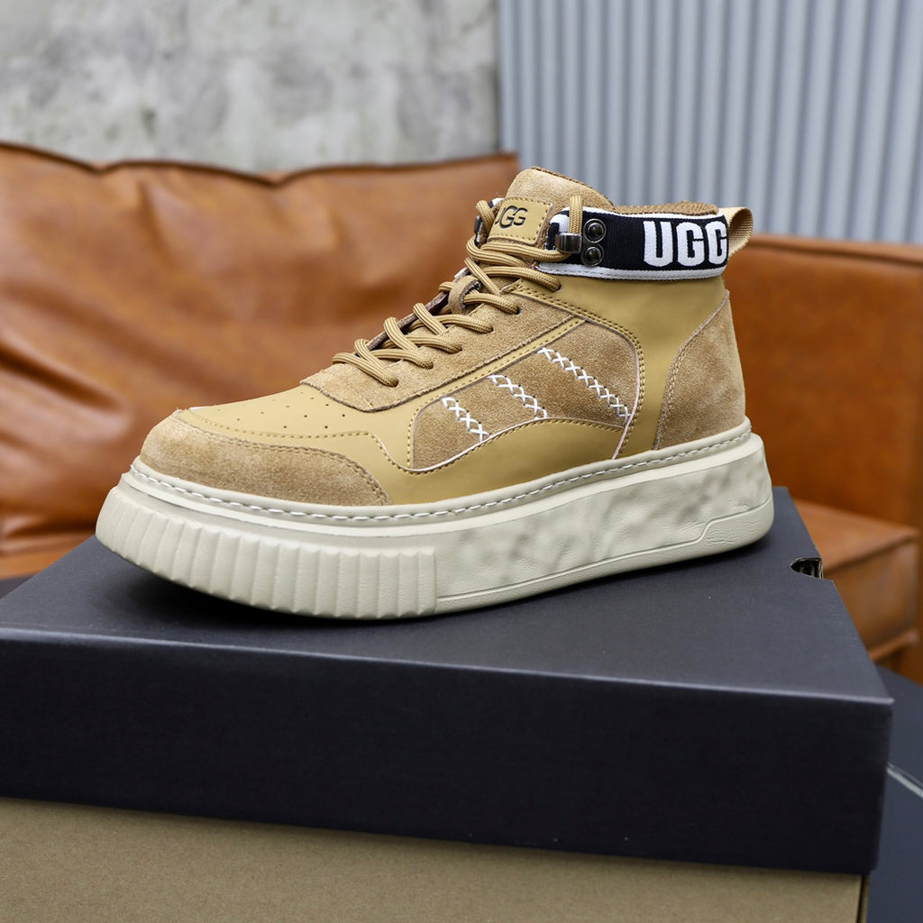 UGG Logo-Collar High-Top Sneakers - Wheat & Cream