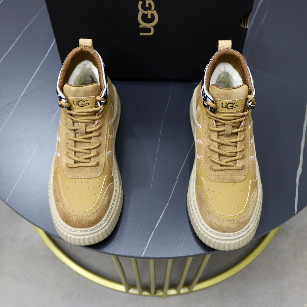 UGG Logo-Collar High-Top Sneakers - Wheat & Cream