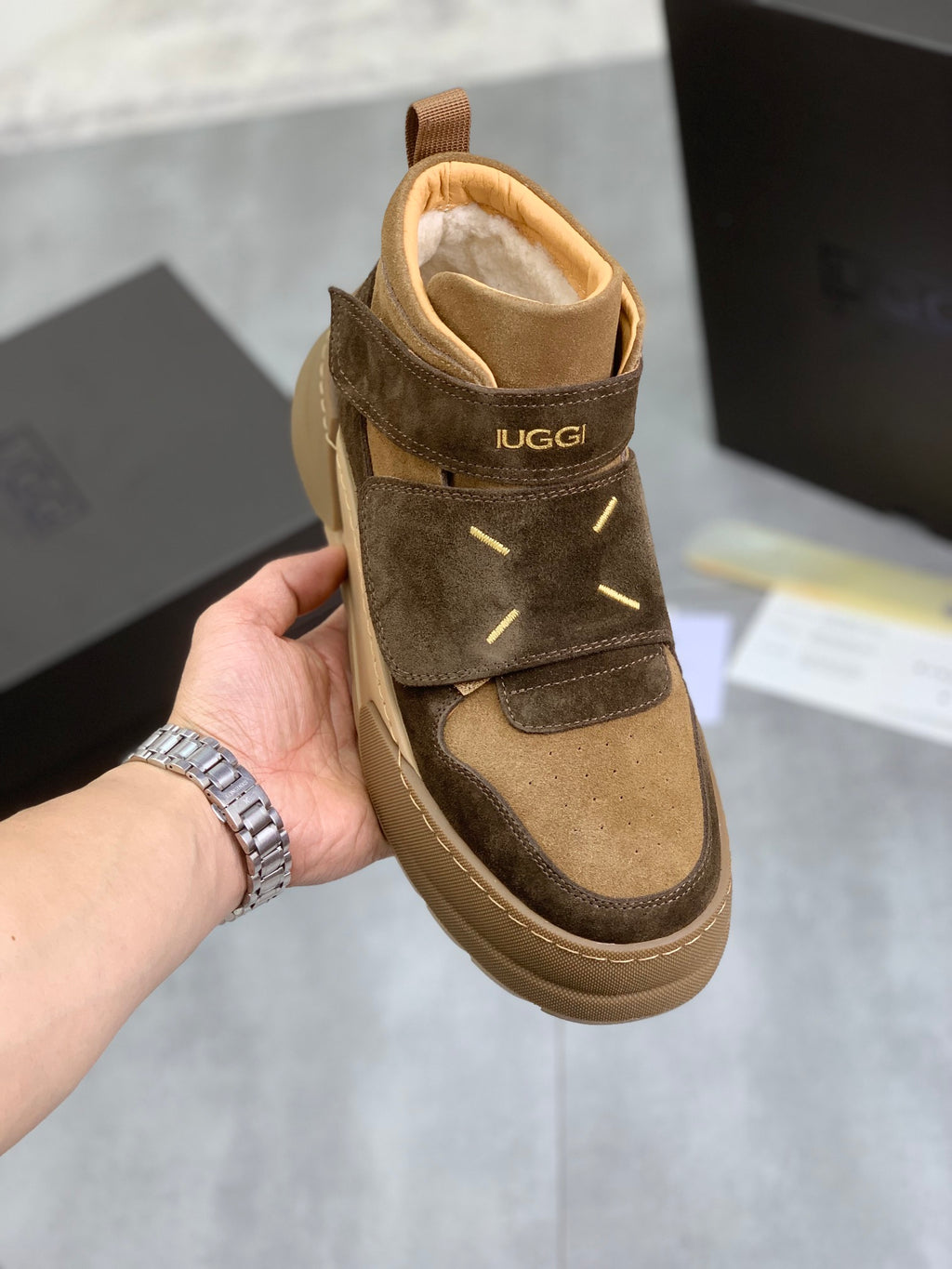 UGG Strap High-Top Sneakers - Dark Brown & Tan