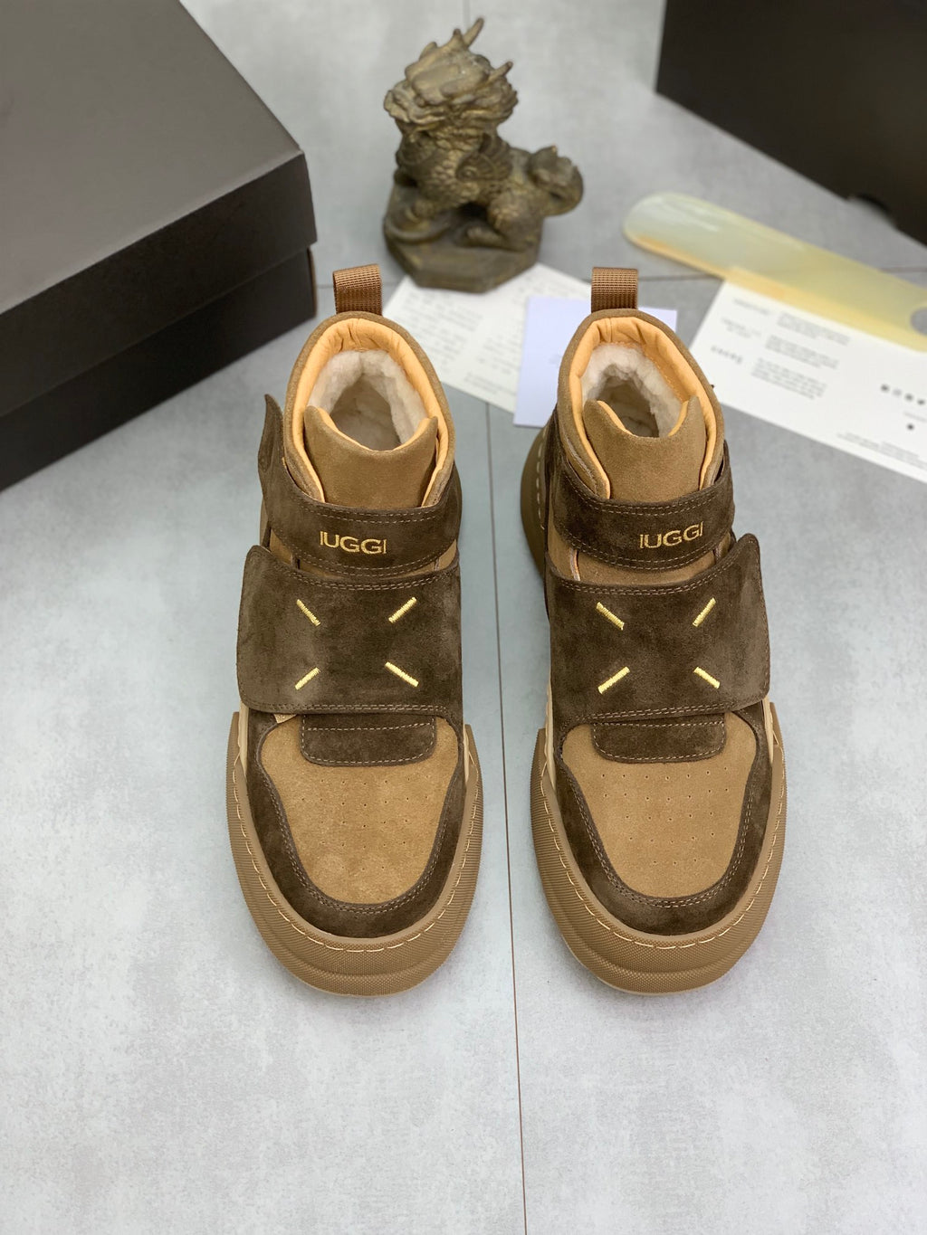 UGG Strap High-Top Sneakers - Dark Brown & Tan
